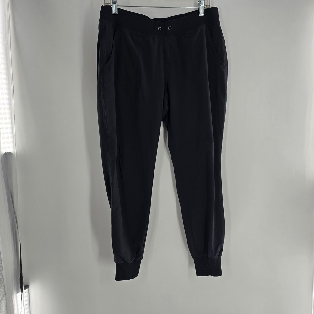 Athleta City Lined Jogger Pants Womens 8 Black Sweatpants Stretch Drawstring Gym - Picture 2 of 8